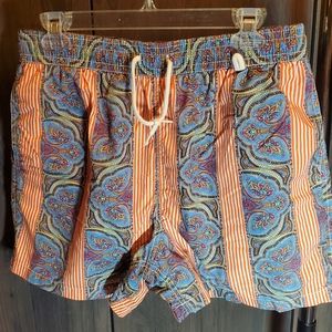 Ralph Lauren Vintage Swim Trunks Coral Striped Paisley swimming trunk men size L